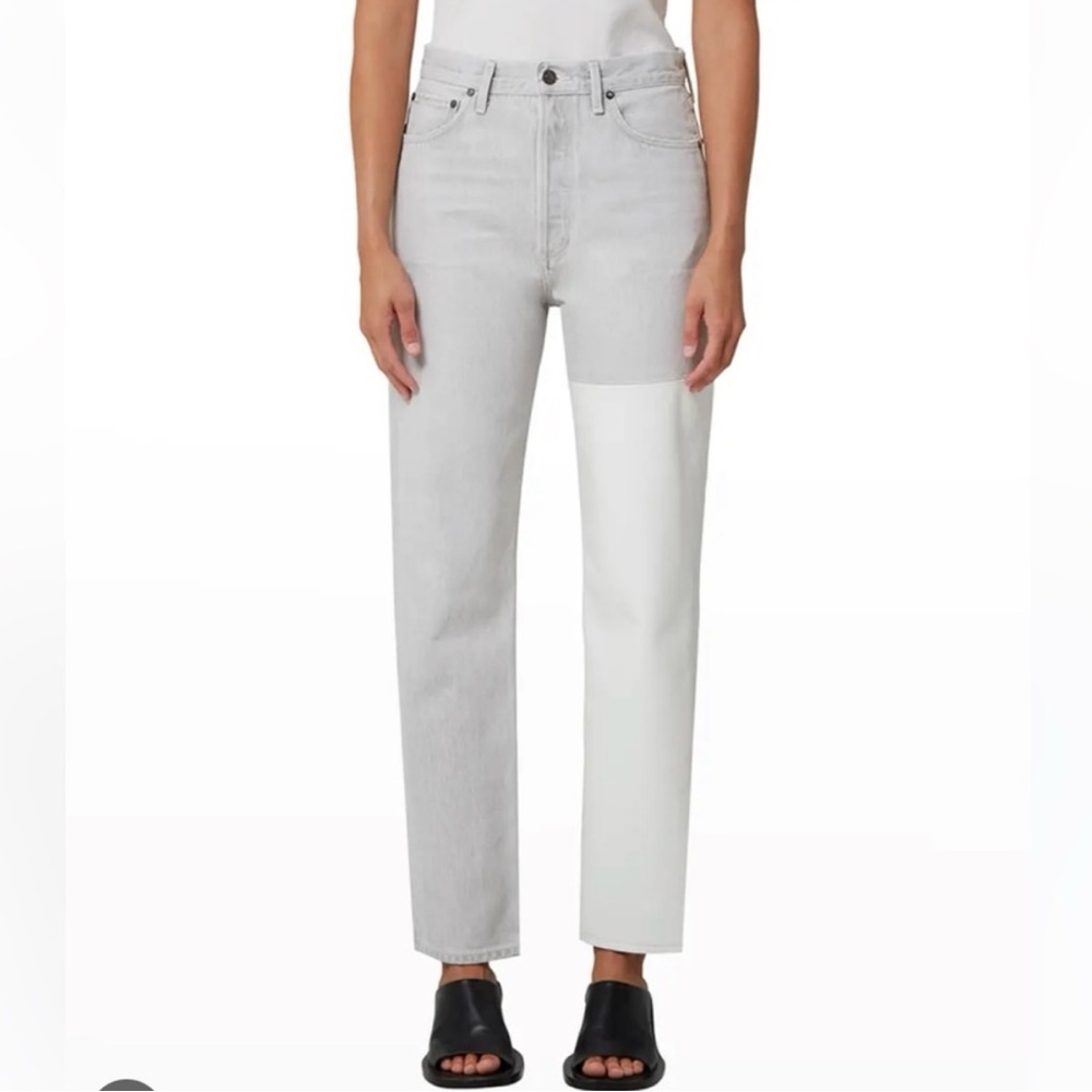 AGOLDE Pieced 90s Organic Cotton Denim and Leather Jeans